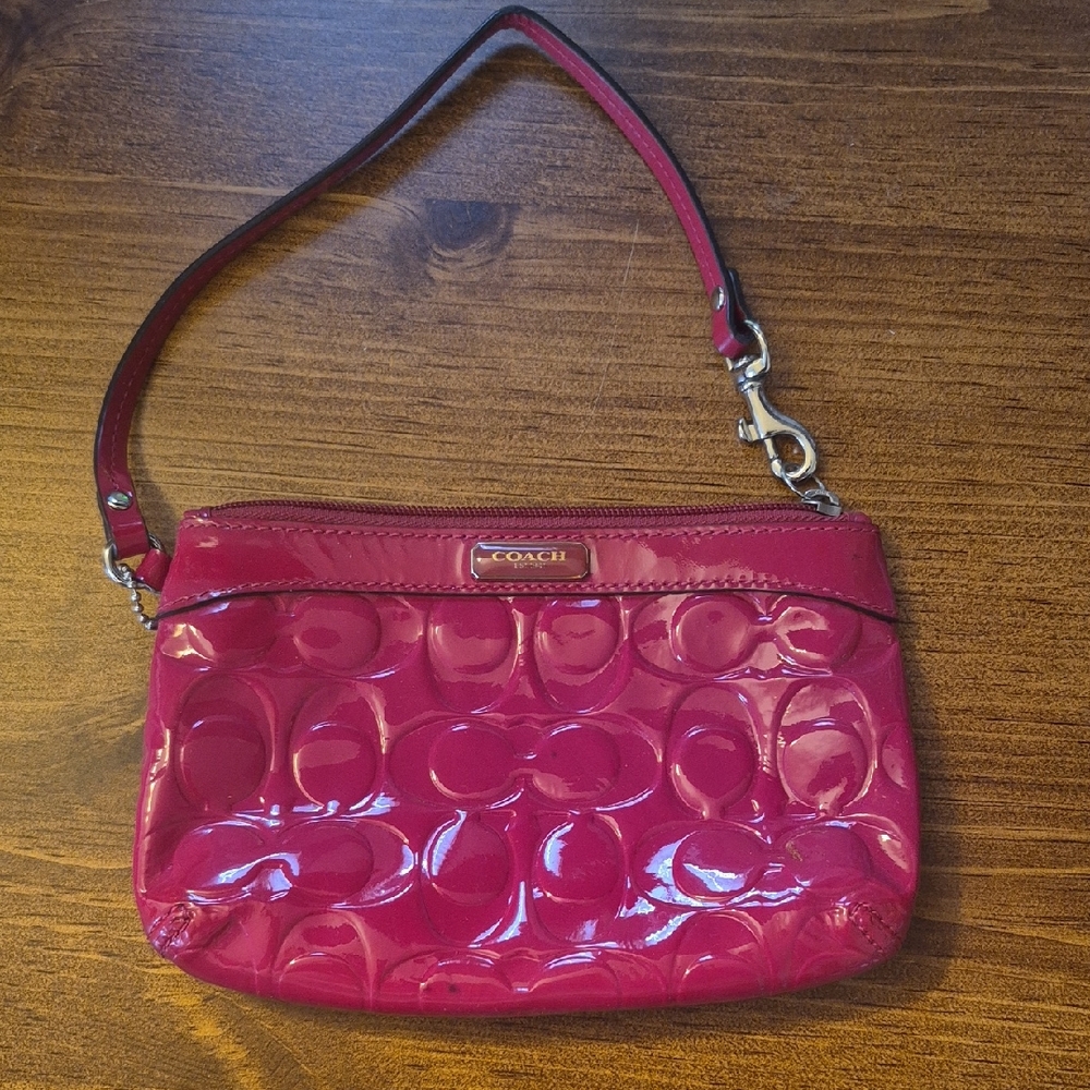Coach Fuchsia Patent Leather Wristlet